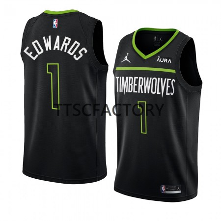 Camiseta Hombre Minnesota Timberwolves Anthony Edwards 1 Jordan 2022-23 Statement Edition Negro Swingman